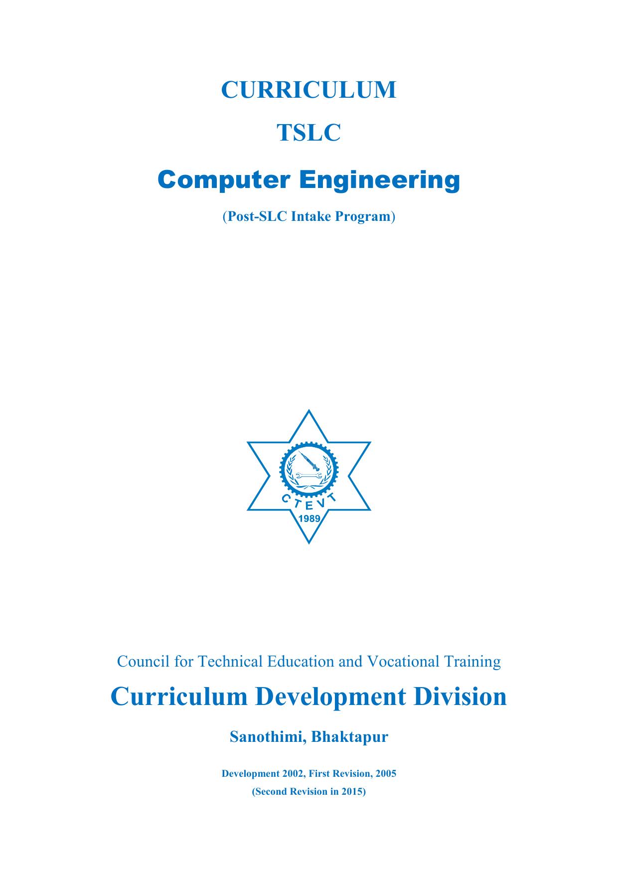 TSLC in Computer Engineering Post SLC, 2015